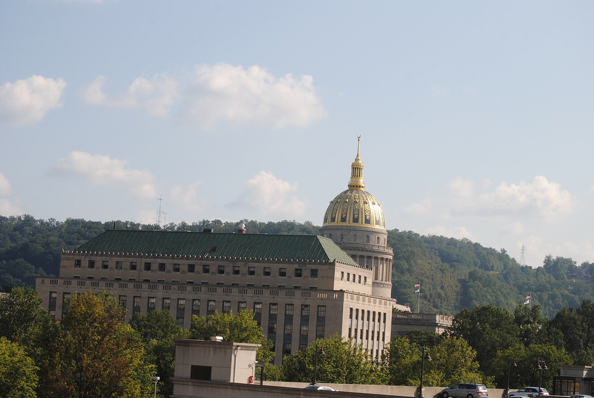 The West Virginia State Capitol building with its golden dome in Charleston, West Virginia
